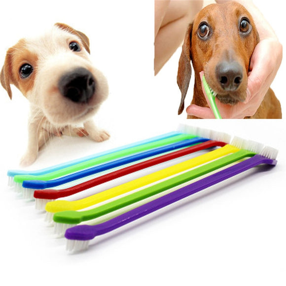Hot Sale Pet Cat Dog Tooth Finger Brush Dental Care Pet Mouth Cleaning Sanitary Toothbrush Sturdy Teeth Plastic Long Brush 17CM