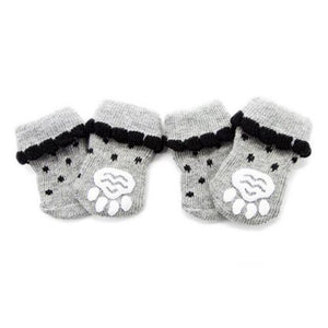 4Pcs/Set Warm Puppy Dog Shoes Soft Cotton Pet Knits Socks Cute Cartoon Anti Slip Skid Socks For Small Dogs Pet Products