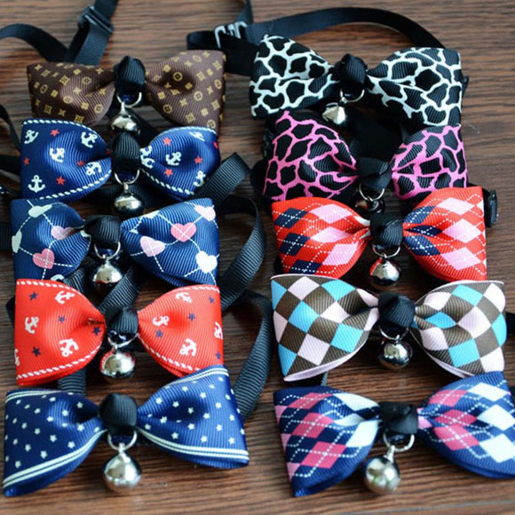 Cute Pets Adjustable Dog Collars Puppy Pet Collars with Bowknot and Bells Necklace Collar For Dogs Cat collars #0926
