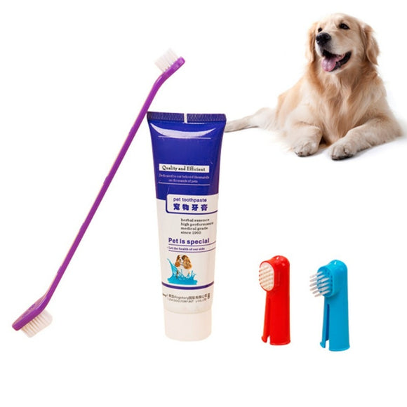 Pet Dog Toothpaste Toothbrush Set for Pet Oral Beef Flavor Dog Toothpaste For Puppy USE with Dog Toothbrush Health Care