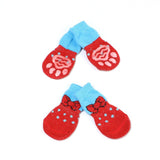 Winter Pet Dog Socks 4Pcs Cute Puppy Dogs Pet Knits Socks Thick warm Small Dogs Shoes Anti Slip Skid Bottom Dog Socks Booties